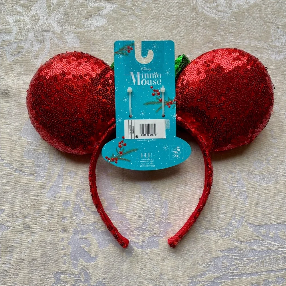 Disney Minnie Mouse Ears Holiday Headband New